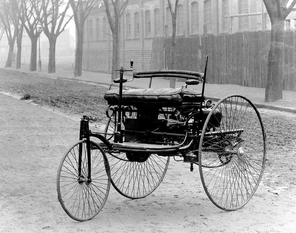 First automobile ever made had 3 wheels and a benz motor with an internal combustion.