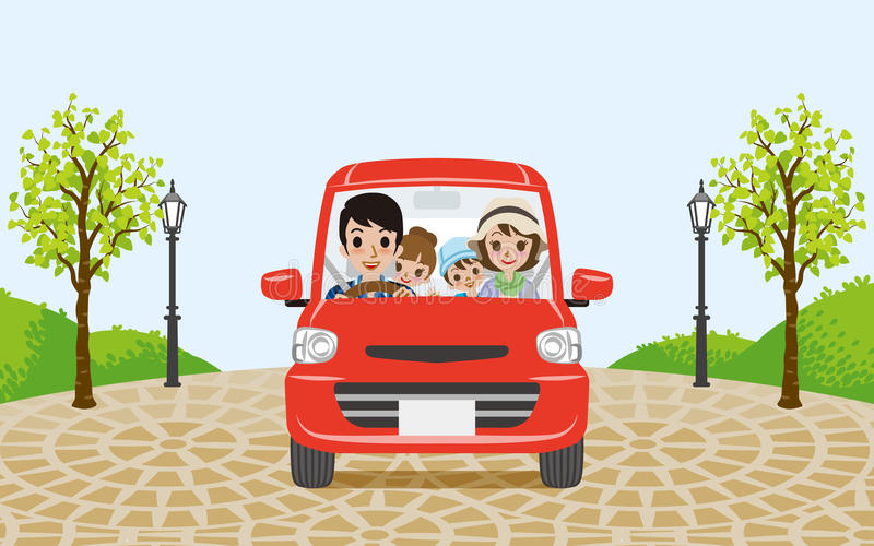 4 people standing around the car